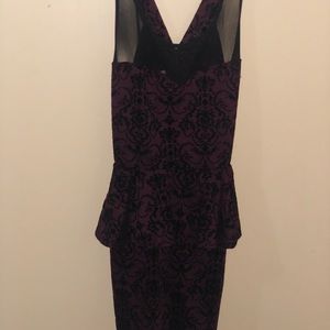 Black & plum mesh plunge peplum dress Love culture